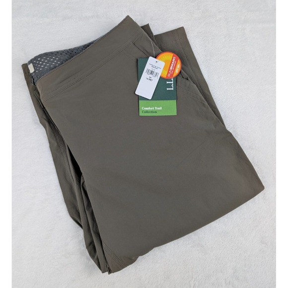 LL Bean Comfort Trail‎ Crop Pant Womens 14 Petite Ash Outdoor Hiking NWT - Picture 1 of 11